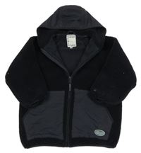 Černá huňato/šusťáková podšitá bunda s kapucí Vertbaudet