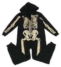 Čierna tepláková kombinéza s kostlicem a kapucňou Rebel