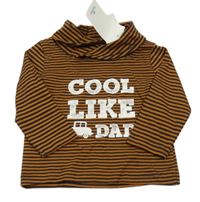 Nové - Béžovo-černé pruhované triko s rolákem a nápisem Topomini