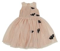 Světlerůžové tylové slavnostní šaty s netopýry H&M