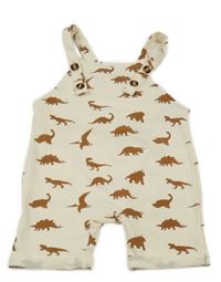 Smetanové žebrované laclové tepláky s dinosaury 