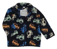 Tmavomodrá fleecová propínací mikina s auty Dopodopo