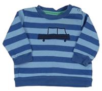 Modro-svetlomodrý pruhovaný sveter s autom M&S