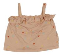 Svetloružový srdiečkovaný crop top s volánikom H&M