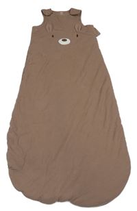 Béžový žebrovaný bavlněný zateplený spací pytel s medvedíkom F&F