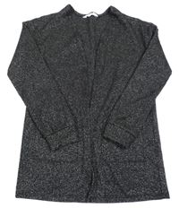 Čierno-strieborný rebrovaný svetrový cardigan H&M