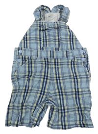 Světlemodro-modro-žlté kockované plátenné na traké kraťasy C&A