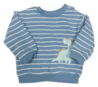 Modro-bílá pruhovaná oversize mikina s dinosaurem M&S