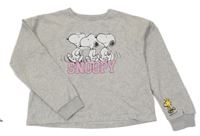 Šedá melírovaná crop mikina se Snoopym