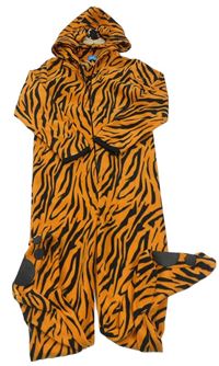 Oranžovo-čierna fleecová kombinéza s kapucí - tiger PRIMARK