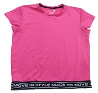 Kriklavoě ružovo-čierne funkčné športové tričko s nápismi ERGENOMIXX