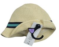 Béžový slaměný klobúk s pruhom F&F