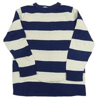 Tmavomodro-smotanový pruhovaný sveter H&M