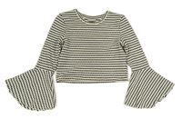 Bílo-černé vzorované úpletové crop mikinotriko s rozšířenými rukávy Matalan