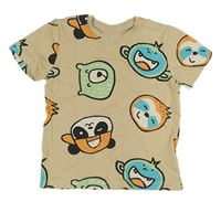 Béžové tričko so zvieratkami PRIMARK