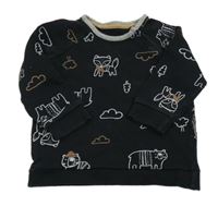 Čierno-sivá mikina s medvedíkmi a stromčekmi  a obíláčky George