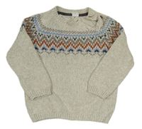 Světlešedobéžový melírovaný sveter so vzorom zn. H&M