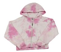 Bielo-ružová batikovaná prepínaci oversize mikina s kapucňou F&F