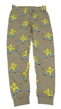 Béžovošedé tepláky s hvězdami a skateboardy H&M