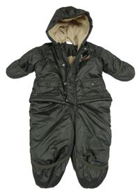 Tmavosivá šušťáková zimná kombinéza s losom a kapucňou impidimpi