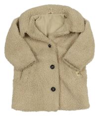 Béžový huňatý podšitý kabát s golierikom George