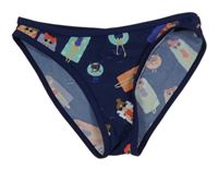 Tmavomodré plavkové kalhotky s dívkami