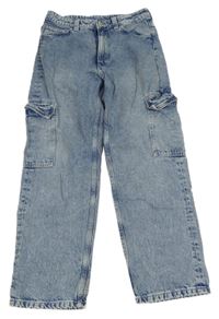 Modré plesňové loose fit straight leg rifle H&M