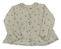 Smotanová vianočná blúzka s lístečky a volánikom George