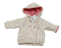 Nové - smetanovo-barevný melírovaný pletený propínací zateplený svetr s kapucí Next