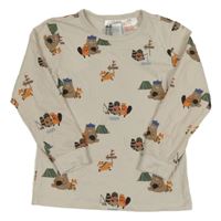 Světlebéžové pyžamové triko se zvířátky H&M