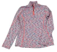 Kriklavoě korálovo-mátovo-tmavomodrá melírovaná thermo mikina crivit