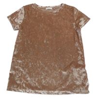 Pudrové sametové tričko Next