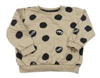 Béžovo-čierna bodkovaná á mikina s nápismi