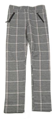 Čierno-svetlošedá -staroružové kockované vzorované tregínové nohavice Nutmeg