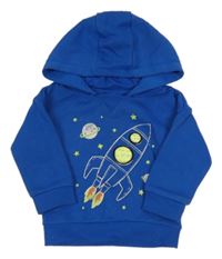 Cobaltovoě modrá mikina s raketou a kapucňou PRIMARK