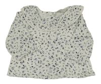 Bílá mačkaná halenka s kytičkami a volánkem PRIMARK