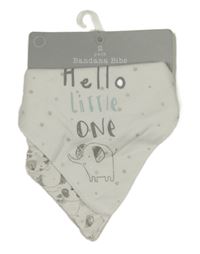 Nové - 2x - Bílý šátek/slinták so sloníky a nápismi Matalan