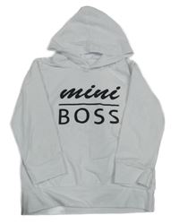 Biela slabá mikina s nápismi a vreckom a kapucňou