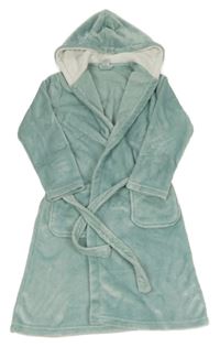 Mentolový plyšový župan s kapucňou Kappahl