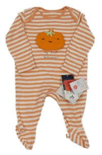 Nové - oranžovo-bílý pruhovaný overal s 3D dýní George