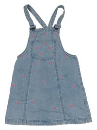 Svetlomodré rifľové šaty s kvietkami a vreckom C&A