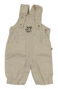 Béžovo-biele pruhované plátenné na traké nohavice s oslíkem