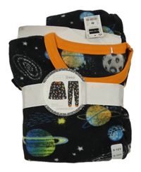 Nové - čierno-oranžové fleecové pyžama s planetami St. Bernard
