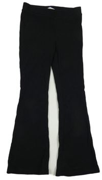 Čierne rebrované flare nohavice H&M