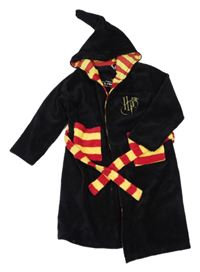 Černý plyšový župan s logem - Harry Potter a kapucí