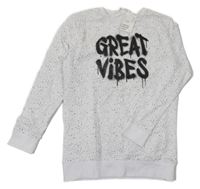 Nové - bielo-čierna skvrnitá mikina s graffiti nápisy H&M