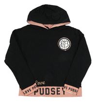Černá mikina s Pudseym s flitry a kapucí George