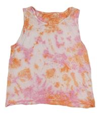 Svetloružová -ružovo-oranžový batikovaný crop top