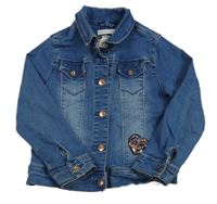 Modrá riflová bunda se srdcem z flitrů Orchestra