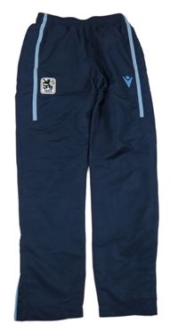 Tmavomodré šušťákové podšité nohavice s nášivkou Macron